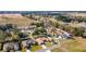 Overhead view of a residential neighborhood with single Gathering homes, manicured lawns, and lovely trees at 10080 Se 68Th Ct, Belleview, FL 34420