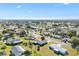 An elevated view captures a neat single-story house in a serene community with verdant lawns and scattered trees under a clear sky at 10255 Se 178Th Pl, Summerfield, FL 34491