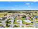 An aerial view of the home in a vibrant community with manicured lawns and a golf course at 17755 Se 117Th Cir, Summerfield, FL 34491