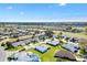 An aerial view of the home in a vibrant community with manicured lawns and mature trees at 17755 Se 117Th Cir, Summerfield, FL 34491