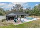 Beautiful backyard featuring a covered patio, pool, and fire pit area, ideal for gatherings at 2045 Marion County Rd, Weirsdale, FL 32195