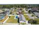 Aerial shot of a large backyard with pool, lush lawn, fenced in perimeter, and neighborhood street view at 3853 Se 60Th St, Ocala, FL 34480