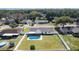 Aerial view of a fenced in backyard with a private pool and large lawn in a neighborhood setting at 3853 Se 60Th St, Ocala, FL 34480