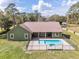 Stunning aerial view of backyard with swimming pool, patio, and lush greenery at 5995 Se 22Nd Ave, Ocala, FL 34480