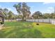 Expansive backyard with a full fence, mature trees, and room for activities at 5488 Nw 61St Ave, Ocala, FL 34482