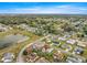 Wide aerial view captures a charming home nestled in a friendly community, with a pond and golf course nearby at 9661 Se 173Rd Pl, Summerfield, FL 34491