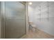 Walk-in shower with glass door, toilet and shelving at 7810 Sw 186Th Cir, Dunnellon, FL 34432