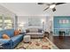 Cozy living room featuring comfortable seating, a ceiling fan, and a decorative area rug at 9348 Sw 82Nd Ter # C, Ocala, FL 34481