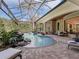 Stunning pool with spa and waterfall features is surrounded by lush greenery at 3848 Nw 85Th Ter, Ocala, FL 34482