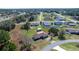 Aerial view of a home nestled in a quiet neighborhood surrounded by lush greenery and blue skies at 4858 Sw 143Rd Loop, Ocala, FL 34473