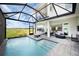 Outdoor living space with a screened-in pool, outdoor kitchen, and seating area at 0000 Se 47Th Loop, Ocala, FL 34480