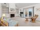 Comfortable living room with fireplace, built-in shelving, and sliding doors to the backyard, perfect for relaxation and entertainment at 1621 Ne 2Nd St # 601, Ocala, FL 34470