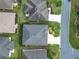 Aerial view of houses with well-maintained lawns and landscaping in a peaceful neighborhood at 383 Harlow Ln, The Villages, FL 32163