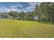 Expansive backyard showcases lush green grass, mature trees, and a glimpse of the home at 5902 Sw 112Th Place Rd, Ocala, FL 34476