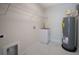 Well-lit laundry room featuring a utility sink, wire shelving, and a water heater at 9594 Se 61St Ter, Belleview, FL 34420