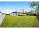 This is a view of the backyard, fence, and extended screened in patio at 3125 Sw 172Nd Lane Rd, Ocala, FL 34473