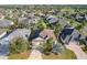 Overhead shot of the home, highlighting its location within a vibrant community with mature landscaping at 805 Pickett Rd, The Villages, FL 32163