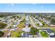 Lush aerial view of a quiet residential neighborhood with green trees, lawns and a clear blue sky at 9493 Se 173Rd Ln, Summerfield, FL 34491