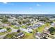 Nice aerial view of a quiet residential neighborhood with lush green trees, lawns and clear blue skies at 9493 Se 173Rd Ln, Summerfield, FL 34491