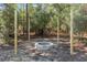 Cozy stone fire pit with wooden posts in a wooded backyard at 18301 Sw 69Th Loop, Dunnellon, FL 34432