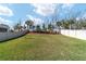 Spacious backyard featuring lush green grass, partial fencing and neatly landscaped perimeter at 5370 Sw 45Th Ave, Ocala, FL 34474