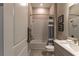 Bathroom featuring vanity, toilet, and tiled shower/tub at 8843 Sw 57Th Place Rd, Ocala, FL 34481