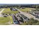 Aerial view of a neighborhood, showcasing well-maintained lawns and landscaping at 10597 Grand Oaks Blvd, Oxford, FL 34484