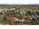 Aerial shot showcases the home nestled amongst lush trees, emphasizing the expansive property and tranquil setting at 1300 Ne 53Rd St, Ocala, FL 34479