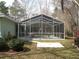 Screened-in pool enclosure surrounded by green foliage in the backyard at 5181 Sw 164Th Street Rd, Ocala, FL 34473