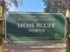 Sign reads 'Moss Bluff North', maintained by Marion County Parks & Recreation at Tbd Malauka Rd, Ocklawaha, FL 32179