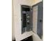 Close-up of an open electric panel box at 1127 Enchanted Dr, Lakeland, FL 33801