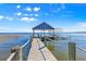Long wooden dock featuring a gazebo, extending out into the water, sunny day at 12336 E Highway 25, Ocklawaha, FL 32179