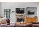 Comfortable living room featuring a stone fireplace and built-in entertainment center at 12336 E Highway 25, Ocklawaha, FL 32179