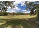 Expansive green field is surrounded by mature trees and foliage beneath a partly cloudy sky at 19533 Sw 86Th Ln, Dunnellon, FL 34432