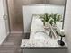Bathroom featuring a dual vanity, granite countertops, glass shower, and modern lighting at 3896 Sw 177Th Ter, Dunnellon, FL 34432
