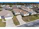 Aerial view of a neighborhood featuring houses with well-kept landscaping, curved driveways, and green lawns at 5891 Nw 26Th St, Ocala, FL 34482