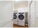 Well-equipped laundry room with modern washer and dryer, plus overhead cabinets at 8342 Sw 82Nd Loop, Ocala, FL 34481