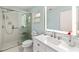 Modern bathroom featuring a glass shower, a toilet, and a sleek vanity with an illuminated mirror at 8350 Sw 93Rd Ln # C, Ocala, FL 34481