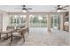 Spacious screened patio with comfortable seating and ceiling fans, perfect for outdoor relaxation and entertainment at 13920 Ne 38Th Ave, Anthony, FL 32617