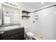 Bathroom featuring a vanity and walk-in shower with shelves at 14 Juniper Drive Crse, Ocala, FL 34480