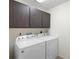 Functional laundry room featuring a washer, dryer, and upper cabinets for storage and organization at 14 Juniper Drive Crse, Ocala, FL 34480