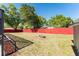 Spacious backyard with a fire pit and fencing, complemented by a pool and a shed for outdoor entertaining at 5041 Ne 4Th St, Ocala, FL 34470