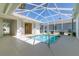 A screened-in pool features outdoor furniture, a blue sky, and access to the house at 5916 Nw 27Th Pl, Ocala, FL 34482