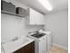 Functional laundry room equipped with modern washer and dryer, countertop, and ample storage at 6125 Se 11Th St, Ocala, FL 34472