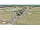 Aerial view of a luxury community featuring several homes, green pastures, and mature trees at 7432 Ne 26Th Ave, Ocala, FL 34479