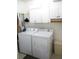 Functional laundry room with white cabinets and a modern washer and dryer set at 13686 Sw 111Th Ave, Dunnellon, FL 34432