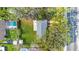 An aerial view of a home featuring a pool, spacious backyard, and mature trees at 1818 Se Lake Weir Ave, Ocala, FL 34471