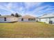 Expansive backyard featuring well-maintained lawn and clear view of the home's rear facade, windows, and adjacent properties at 9575 Sw 92Nd Street Rd, Ocala, FL 34481
