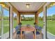 Enclosed patio with a beautiful green view, table, and chairs at 14451 Sw 76Th Avenue Rd, Ocala, FL 34473