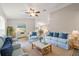 Bright and airy living room featuring neutral walls, ceiling fan, and comfortable seating at 15428 Sw 60Th Cir, Ocala, FL 34473